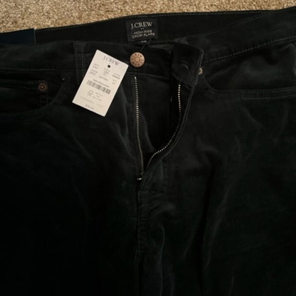 NWT J CREW dark green high-rise flare crop corduroy pant - Picture 2 of 3